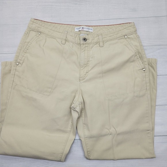 ❤️💙TOMMY HILFIGER💙❤️ Khaki Ankle Length Cropped Pants Size 10 Business Casual - Picture 3 of 9